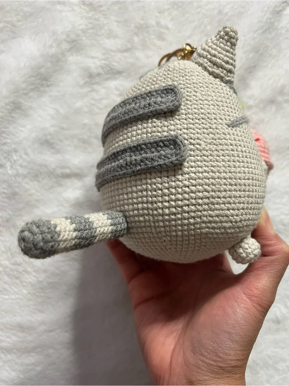 Pusheen Handmade Crochet Cat Plush Holding Pink Ice Cream